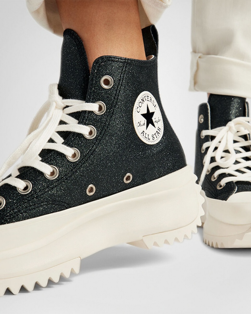 Converse Run Star Hike Platform Glitter Svarta | 432ABUIZO