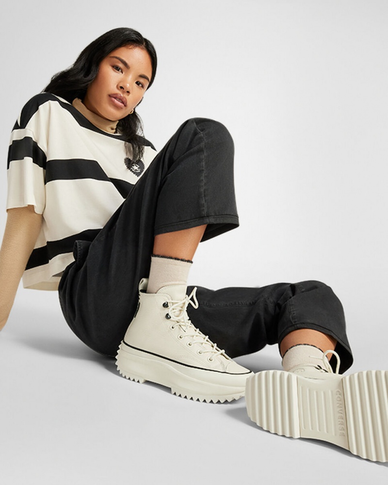 Converse Run Star Hike Platform Läder Svarta Vita | 063TLEWFY