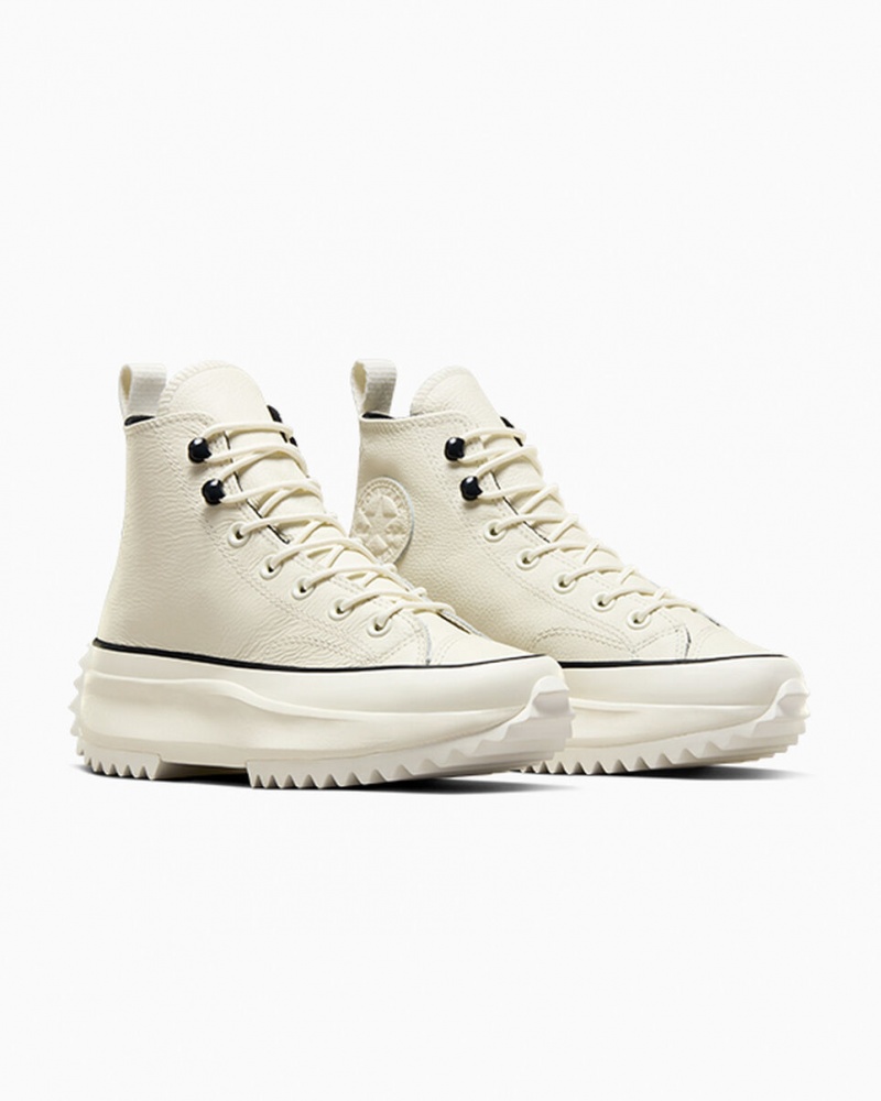 Converse Run Star Hike Platform Läder Svarta Vita | 063TLEWFY