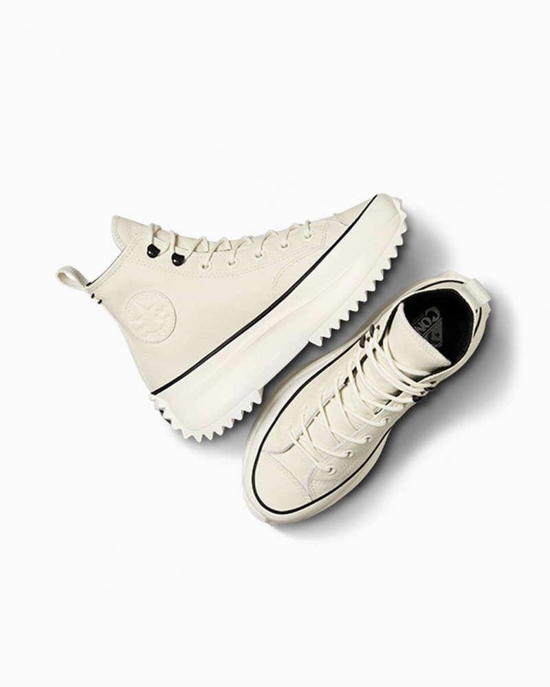Converse Run Star Hike Platform Läder Svarta Vita | 063TLEWFY
