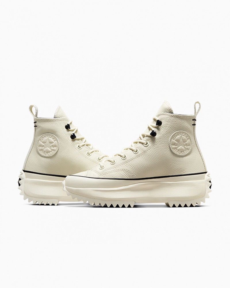 Converse Run Star Hike Platform Läder Svarta Vita | 063TLEWFY