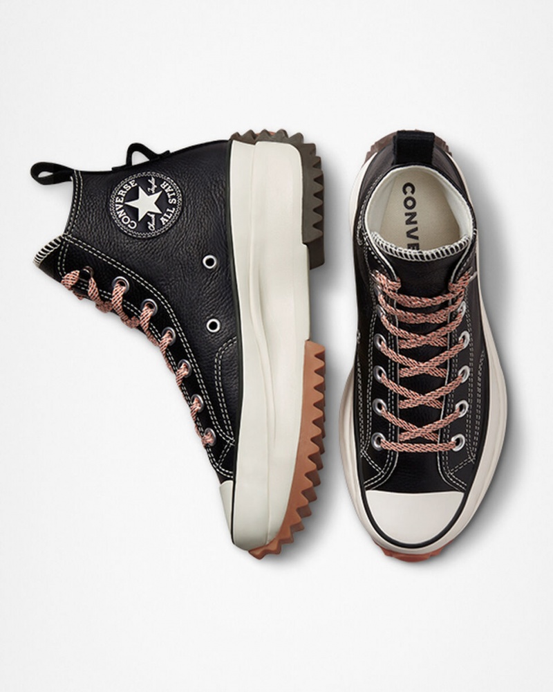 Converse Run Star Hike Platform Läder Svarta | 539LGHIQA