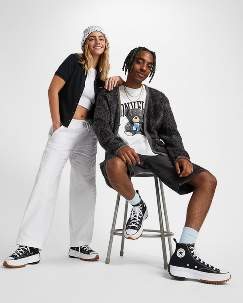 Converse Run Star Hike Platform Svarta Vita | 907WCQIAJ