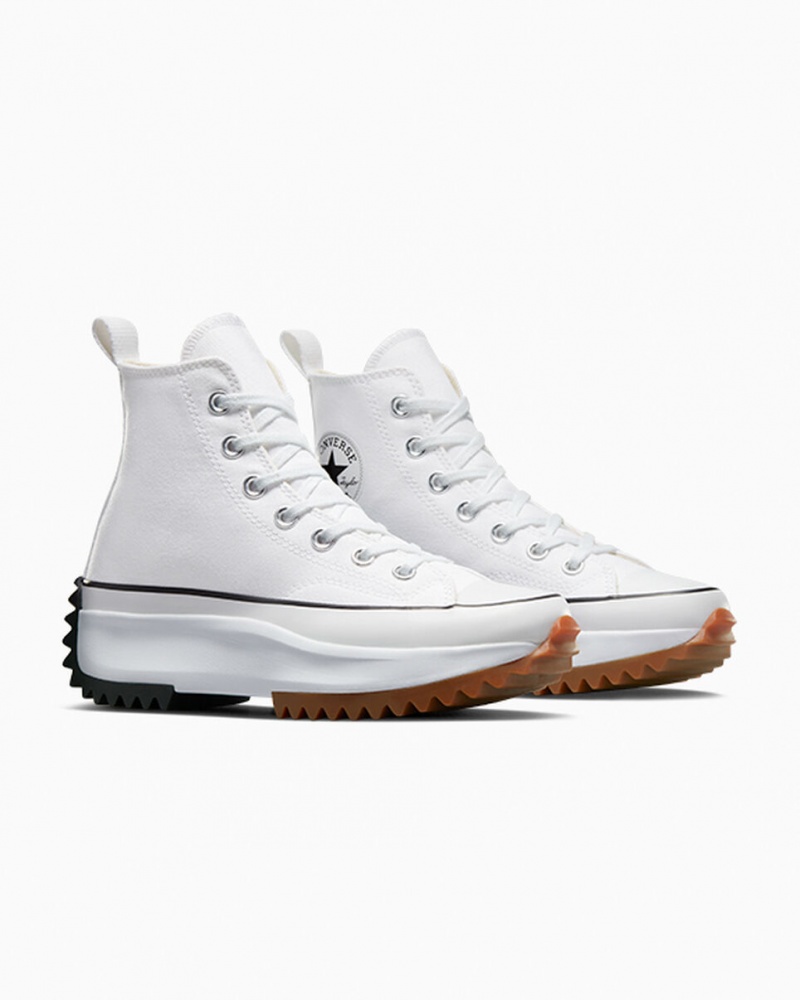 Converse Run Star Hike Platform Vita Svarta | 328QCPHYA