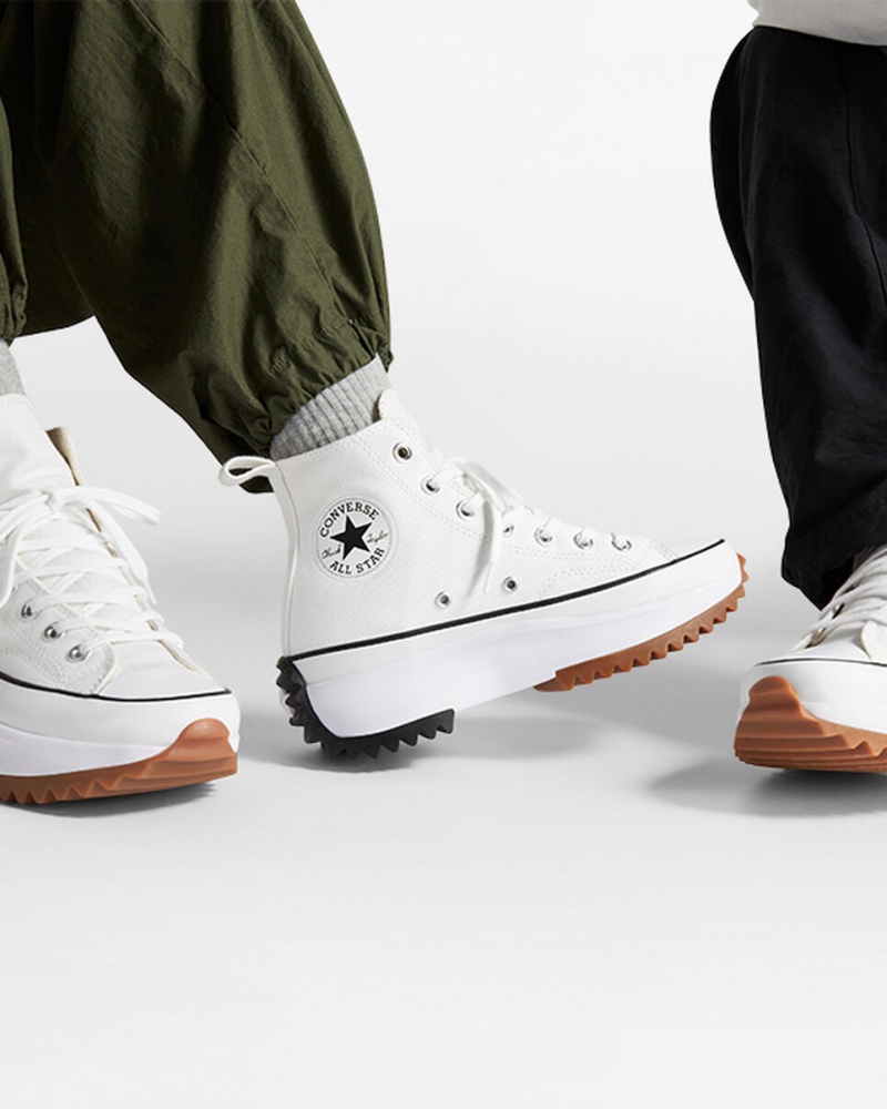 Converse Run Star Hike Platform Vita Svarta | 328QCPHYA