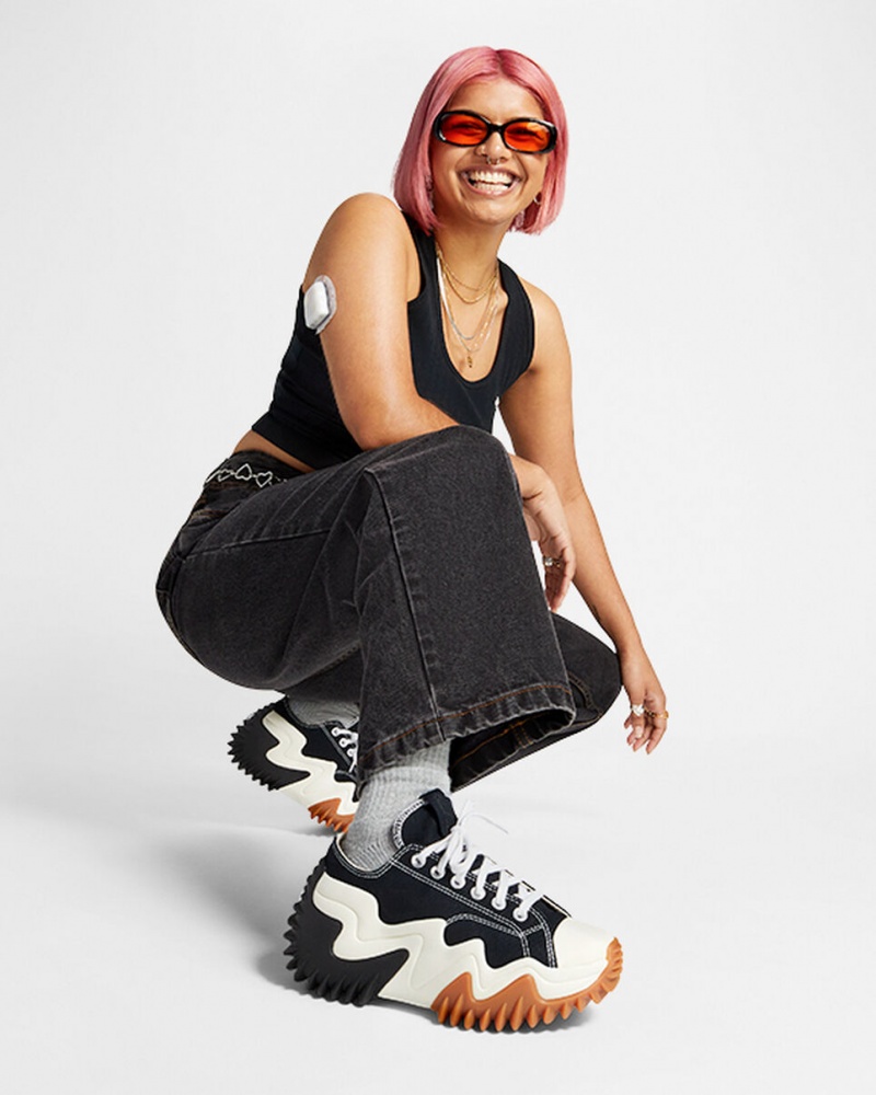 Converse Run Star Motion CX Platform Svarta Vita | 509WTNJHG
