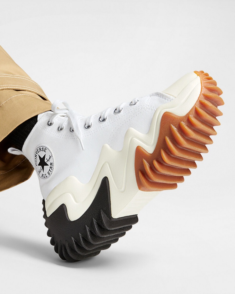 Converse Run Star Motion CX Platform Vita Svarta | 529IJUTDP