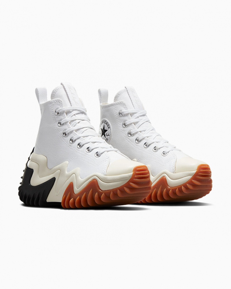 Converse Run Star Motion CX Platform Vita Svarta | 529IJUTDP