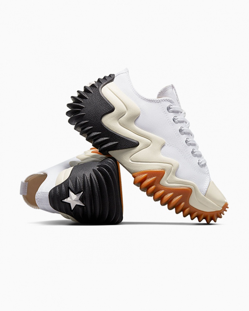 Converse Run Star Motion CX Platform Vita Svarta | 419IKCNJH
