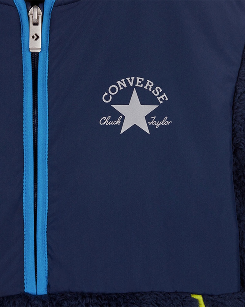 Converse Sherpa Half Zip Jacket Marinblå | 458MVHZNO
