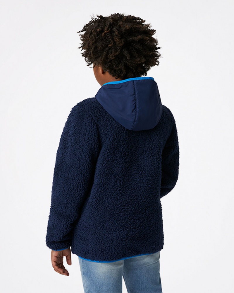 Converse Sherpa Half Zip Jacket Marinblå | 956DQIARO