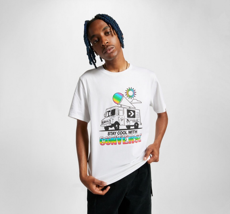 Converse Snow Cone Tryck Loose-Fit T-Shirt Vita | 740IWPLJS