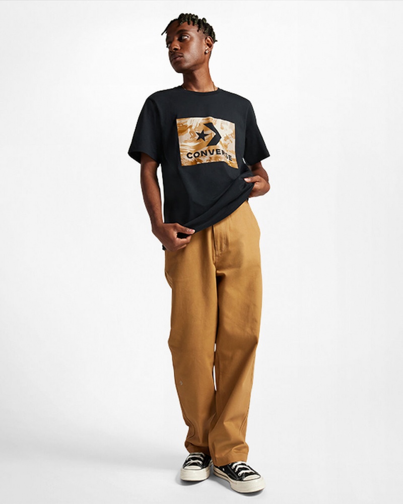 Converse Star Chevron Camo T-Shirt Svarta | 845DATVYZ