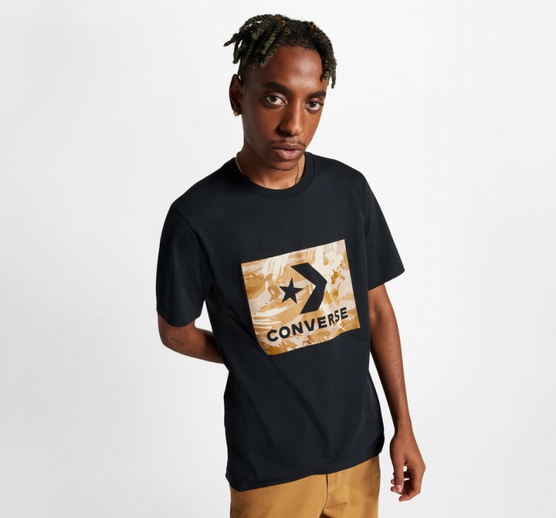 Converse Star Chevron Camo T-Shirt Svarta | 845DATVYZ