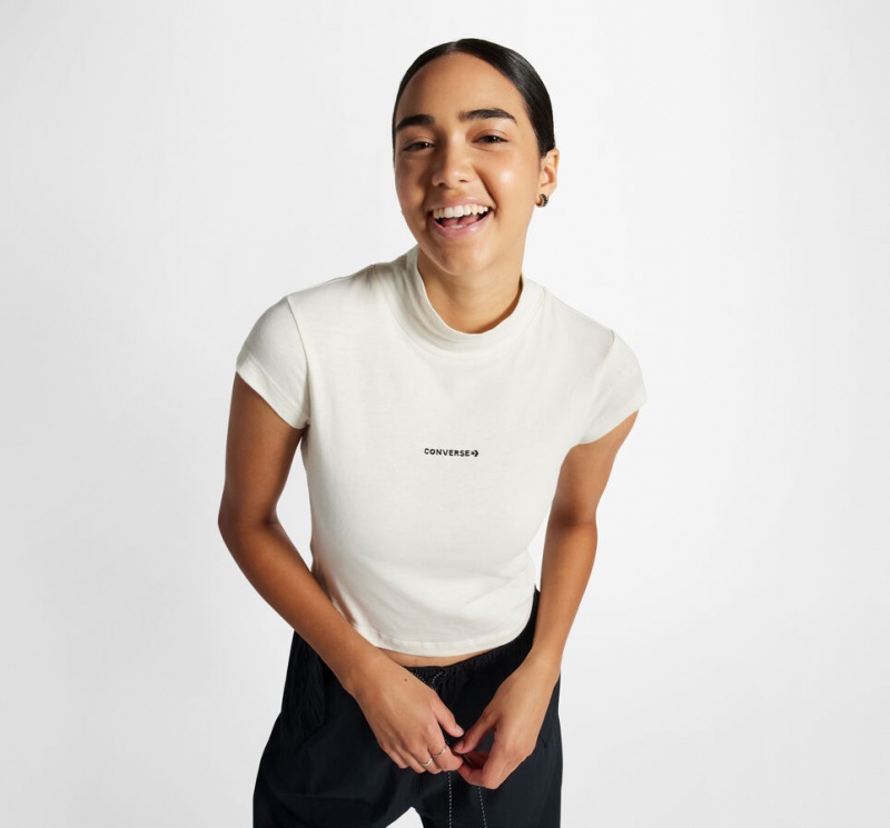 Converse Wordmark Korta Sleeve Top Egret | 819BNWYXC