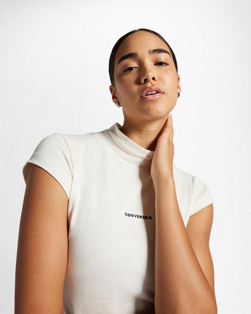 Converse Wordmark Korta Sleeve Top Egret | 241QDWLVU