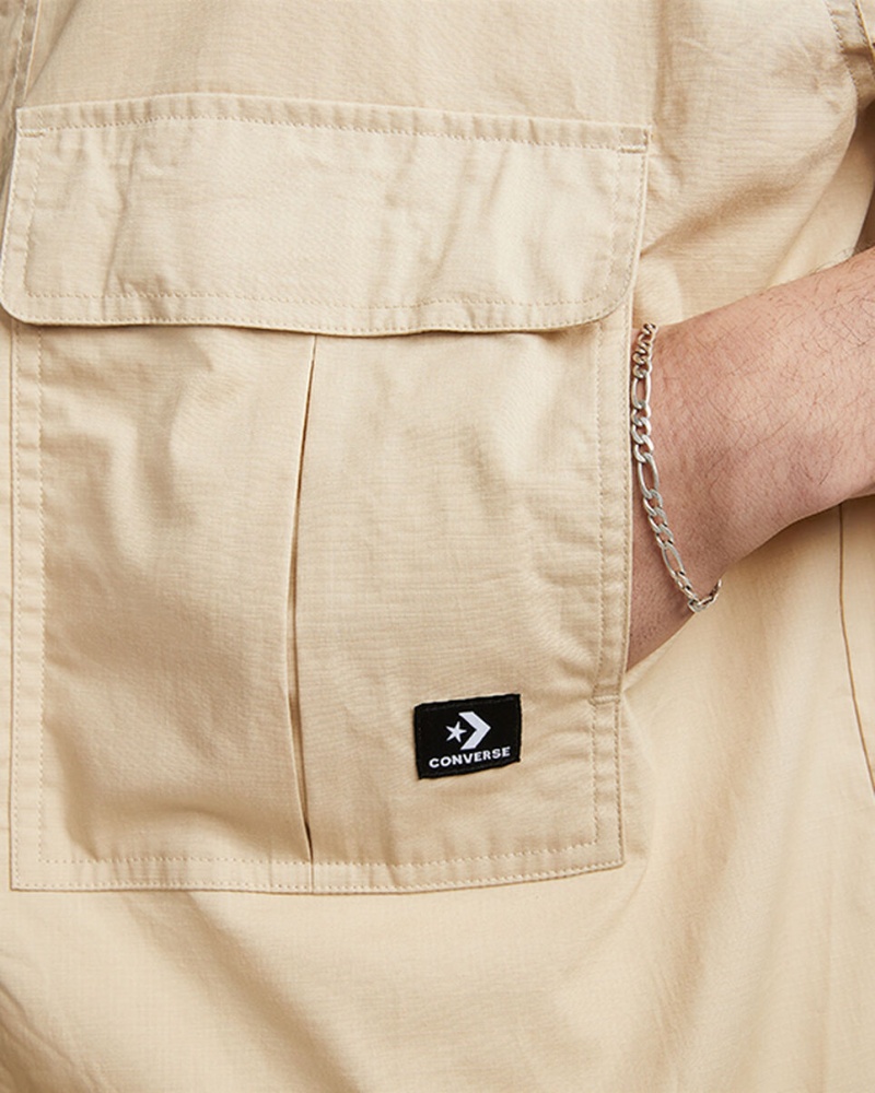 Converse Woven Cargo Shirt Oatmilk | 078PHEFXG
