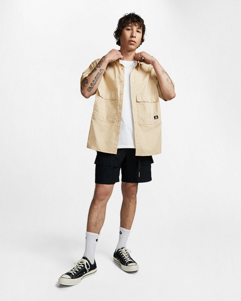 Converse Woven Cargo Shirt Oatmilk | 078PHEFXG