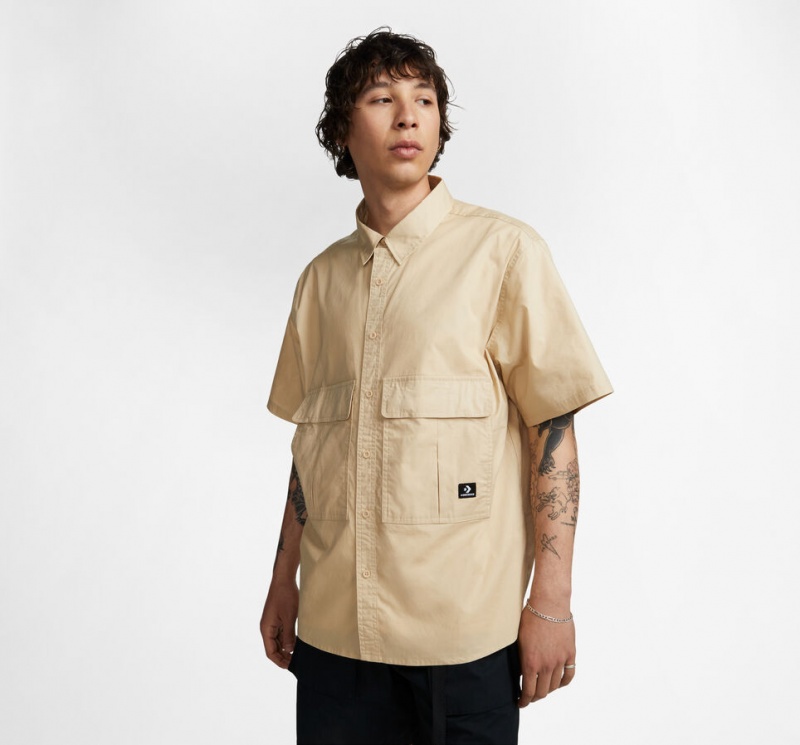 Converse Woven Cargo Shirt Oatmilk | 078PHEFXG
